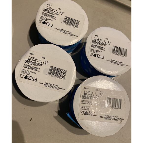 Offray Polka Dot Ribbon Spools (4) 1-1/2" X 9" Island Blue + 2 Blue Sheer Ribbon - Picture 9 of 9